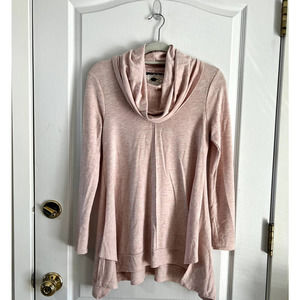 Cupio Light Pink Cowl Neck Long Sleeve Pullover Tunic Size S